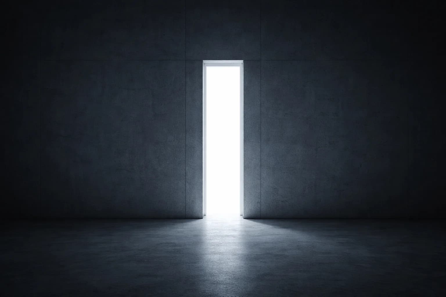 Glowing doorway in darkness
