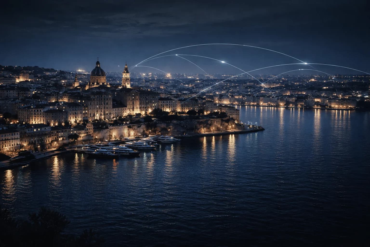 Golden harbor view representing new horizons and capital growth